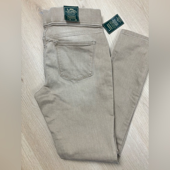 LRL Ralph Lauren Leggings Womens Sz 10 Length 29 Super Stretch NWT Tan/Khaki - Picture 2 of 10